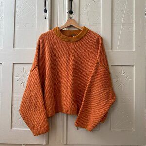 Free People Boxy Sweater in Two-tone Orange